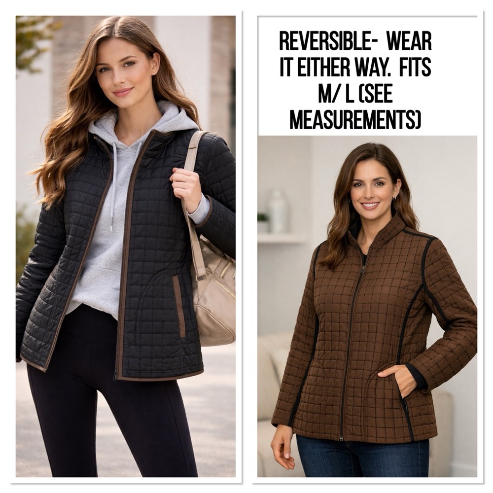 Reversible Black and Brown Quilted Jacket